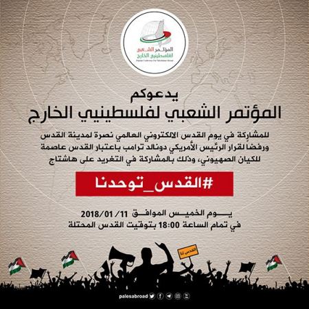 المؤتمر الشعبي لفلسطينيي الخارج يعلن عن إطلاق حملة " يوم القدس الإلكتروني