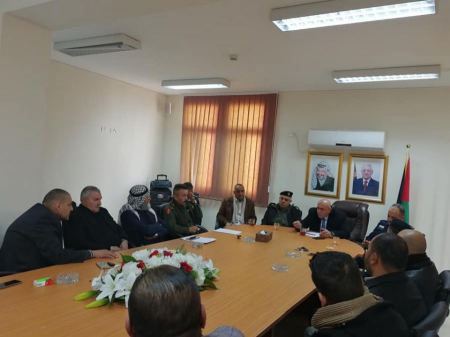  المحافظ الرجوب يعقد اجتماع خاصا مع ممثلين عن عائلتي مرعي و عابد في بلدة كفردان لتعزيز السلم الأهلي