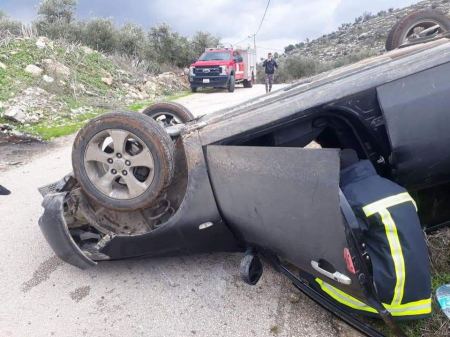  إصابتان بحادث إنقلاب مركبة جنوب جنين