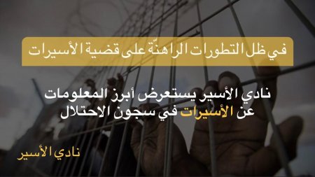 أبرز المعطيات حول الأسرى في سجون الاحتلال الإسرائيلي*