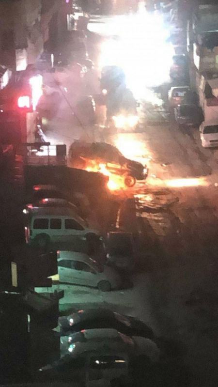 إحراق جيب إسرائيلي بمواجهات في مخيم شعفاط