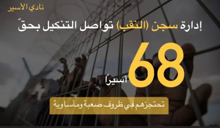 نادي الأسير: إدارة سجن (النقب) تواصل التنكيل بحقّ (68) أسيرًا وتحتجزهم في ظروف صعبة ومأساوية