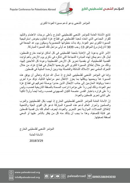 المؤتمر الشعبي يدعو لدعم مسيرة العودة الكبرى