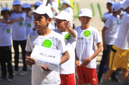 ضمن أسبوع العمل العالمي للتعليم الائتلاف التربوي و"ابداع المعلم" و"الحق في اللعب" ينظمون ماراثونا في جنوب الخليل