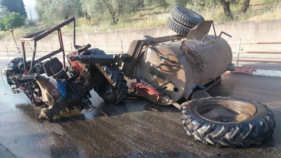 إصابة مواطن بحادث انقلاب جرار زراعي في بلدة يعبد جنوب جنين
