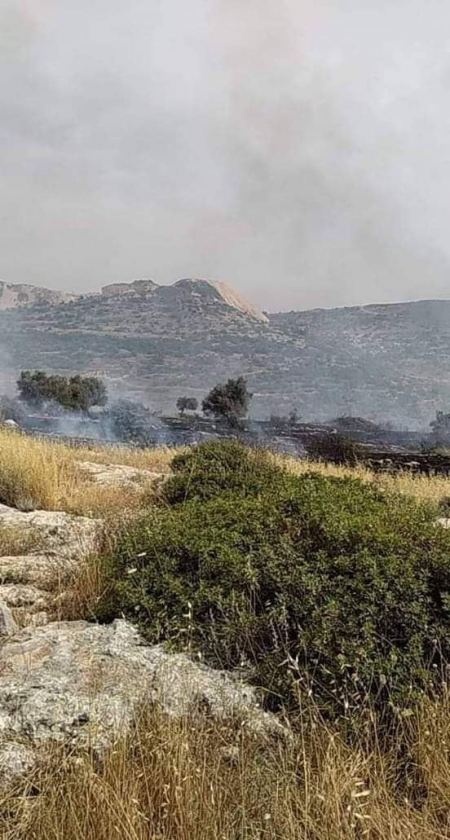  نتج عنه حالة إختناق لشاب …حريق اشجار واعشاب في قرية رمانة غرب جنين