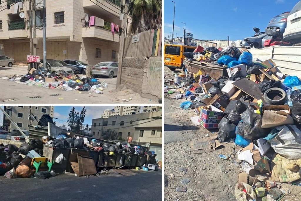 تراكم النفايات في بلدة كفر عقب بسبب منع الاحتلال دخول شاحنات النظافة