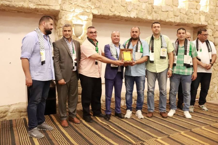 تنظيم حفل استقبال بقدوم نادي شباب عزون من الضفة الى قطاع غزة لخوض مباراة الذهاب لتحديد بطل كأس فلسطين لكرة اليد