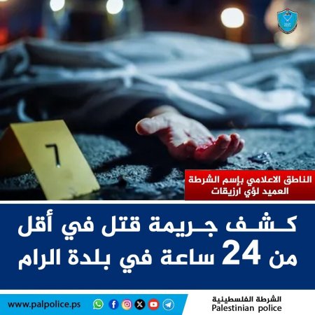 كشف جريمة قتل في أقل من 24 ساعة في بلدة الرام