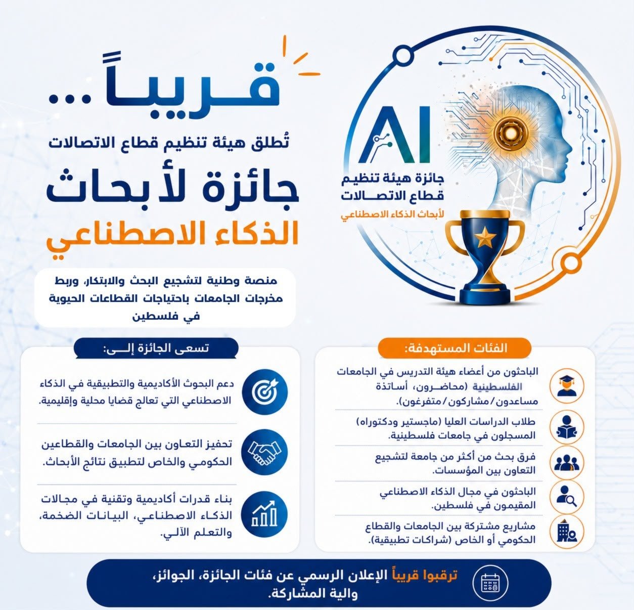 اطلاق جائزة هيئة تنظيم قطاع الاتصالات لأبحاث الذكاء الاصطناعي