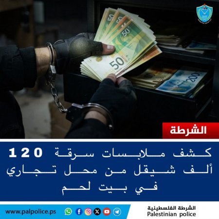 الشرطة تكشف ملابسات سرقة 120 ألف شيقل من محل تجاري في بيت لحم