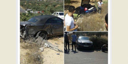 اصابة ستة مواطنين بينهم عروس بحادث سير جنوب جنين