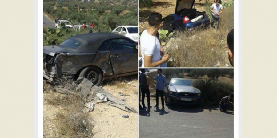 اصابة ستة مواطنين بينهم عروس بحادث سير جنوب جنين