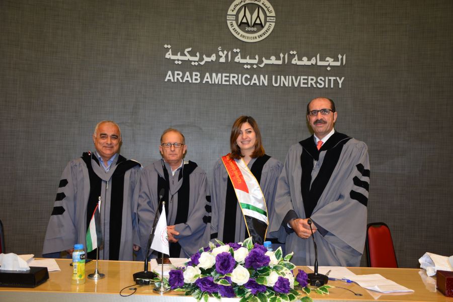  مناقشة رسالة ماجستير فيتخصص التخطيط الاستراتيجي وتجنيد الأموال في الجامعة العربية الامريكية