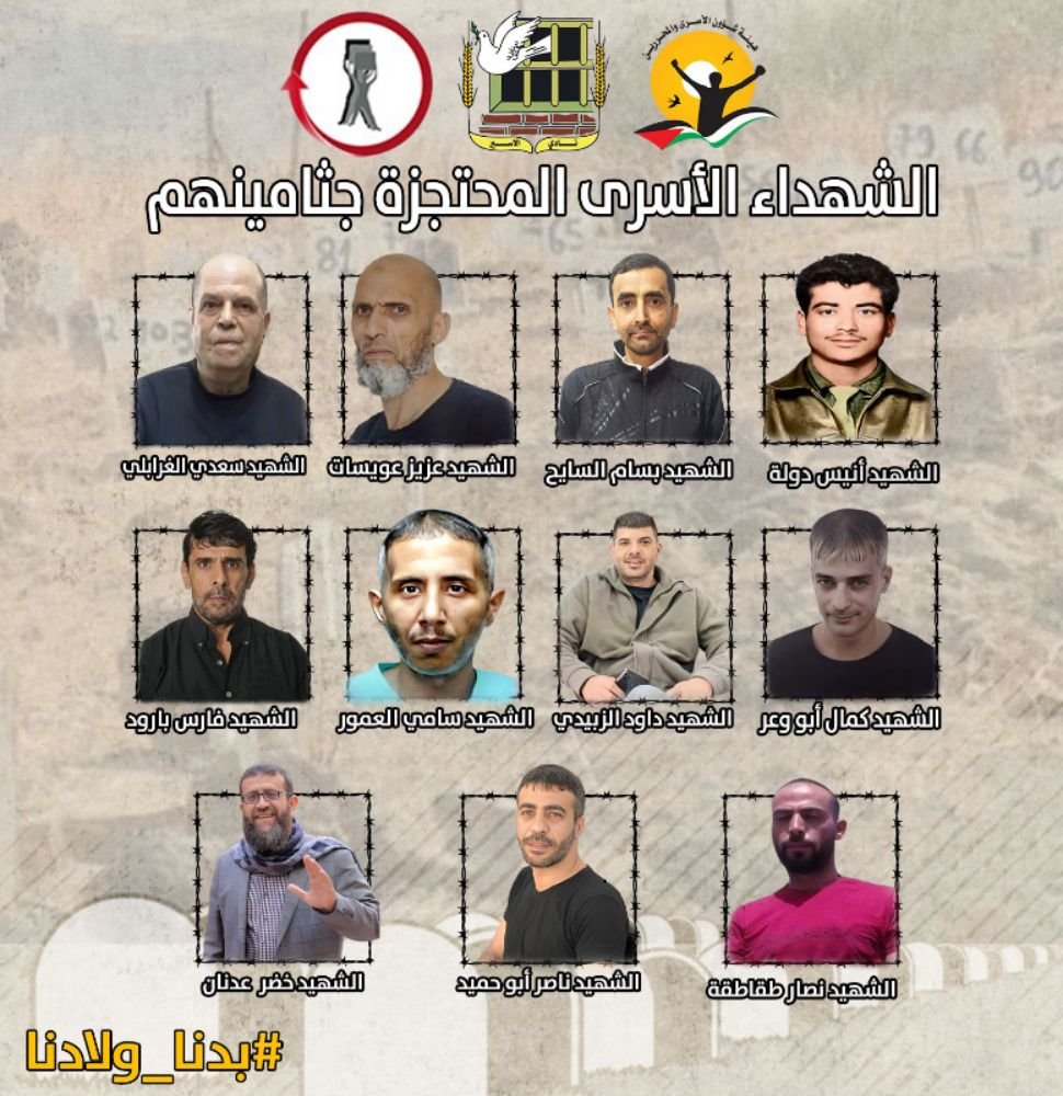 نادي الأسيـر: في اليوم الوطني لاسترداد جثامين الشهداء، الاحتلال يواصل احتجاز جثامين 11 أسيراً من شهداء الحركة الأسيرة