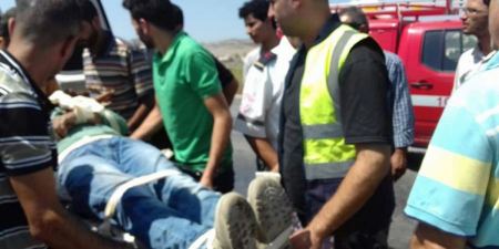 اصابة مواطن بحادث انقلاب مركبة جنوب جنين