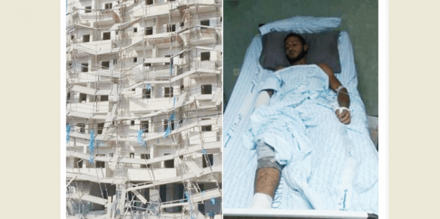 جنين : اصابة عامل بناء في ورشة قرب الجامعه العربية الامريكية