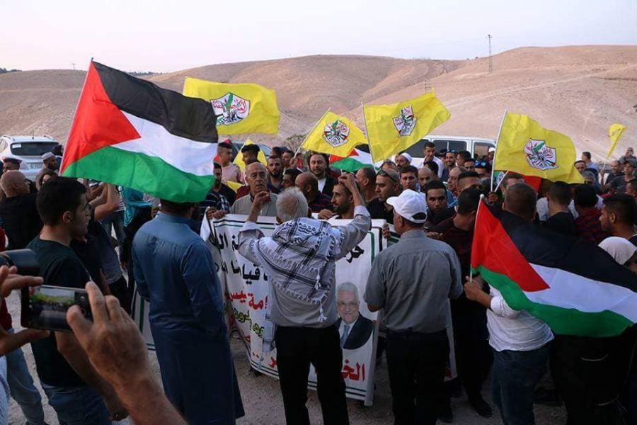 محافظ جنين اللواء إبراهيم رمضان يراس وفد فعاليات محافظة جنين المساندة لاهالي الخان الاحمر المهددين بالتهجير