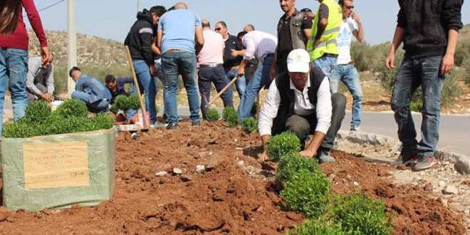 يوم عمل تطوعي وزراعة أشجار جنوب غرب جنين