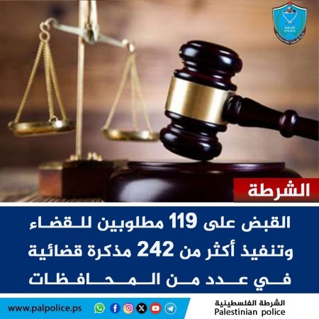 مواصله الشرطة جهودها لتعزيز سيادة القانون ومتابعة المطلوبين للقضاء