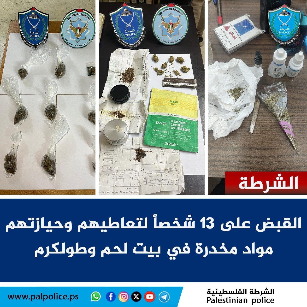 القبض على 7 أشخاص مشتبه بهم بتعاطي مواد يشتبه بأنها مخدرة