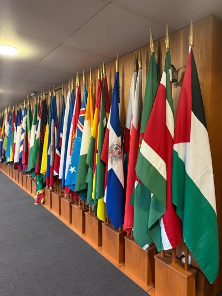 رفع علم دولة فلسطين لأول مرة بين أعلام الدول الأعضاء في مقر الاتحاد البريدي العالمي ببرن