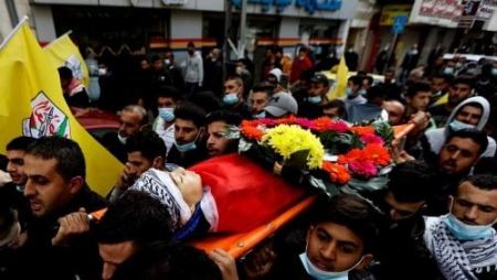تشييع جثمان الشهيد الطفل علي أبو عليا في المغير