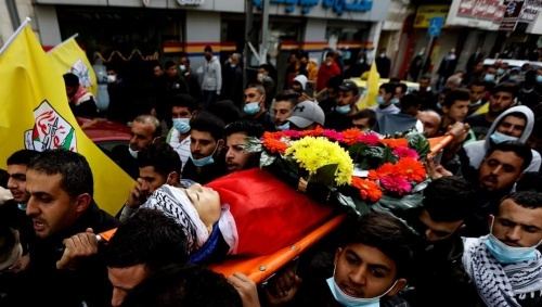 تشييع جثمان الشهيد الطفل علي أبو عليا في المغير