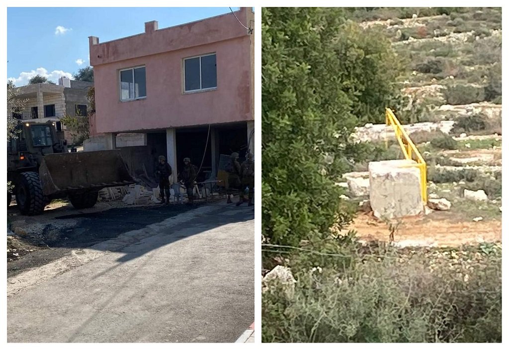 الاحتلال ينصب بوابة حديدية على أراضي خربثا بني حارث غرب رام الله