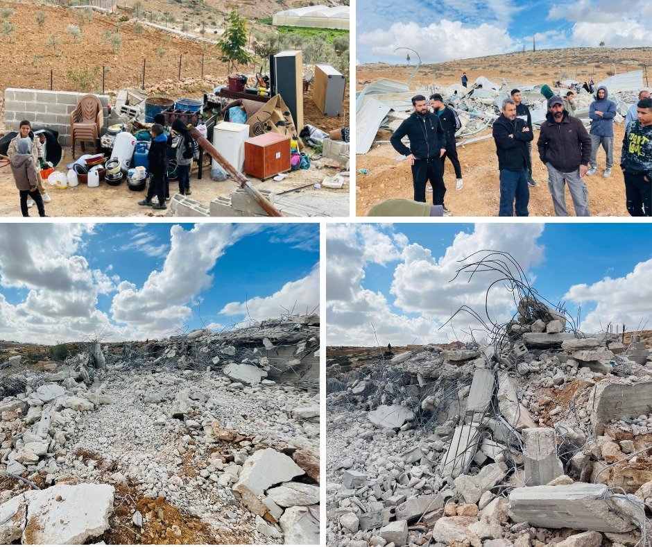 الاحتلال يهدم ثلاثة منازل مأهولة في تجمع قرى غرب يطا جنوب الخليل